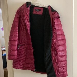 Kenneth Cole Women’s Maroon Puffer Hooded Coat